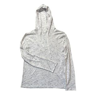 Rustic Souls Lightweight Hoodie Pullover Waffle Knit Feel White Speckled Medium